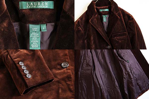 LAUREN ラルフローレン ベロア チェスターコート 茶 S - Sixpacjoe Web