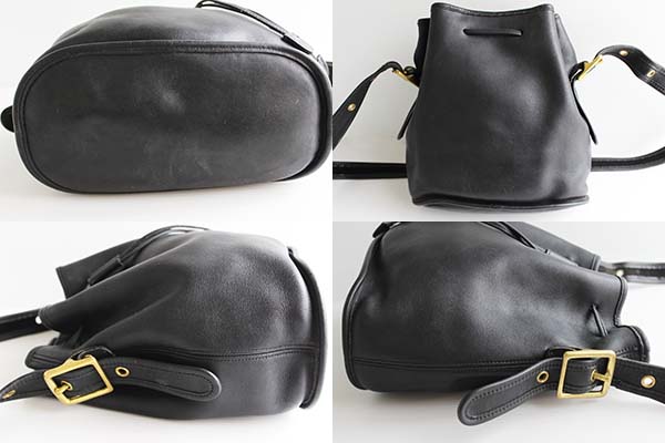 USA製 COACH オールド コーチ 巾着 レザー ショルダーバッグ 黒☆9952