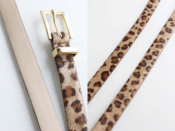 イタリア製 Talbots レオパード柄 ハラコ レザーベルトL☆537