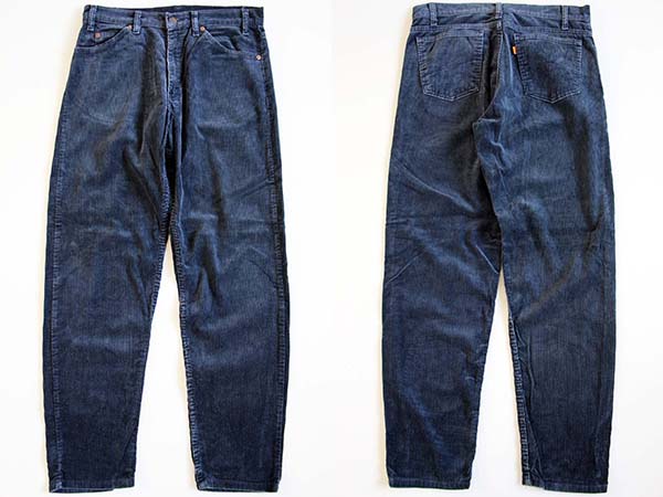 90s USA製 Levi'sリーバイス 550 太畝 コーデュロイパンツ 紺 w33 L32