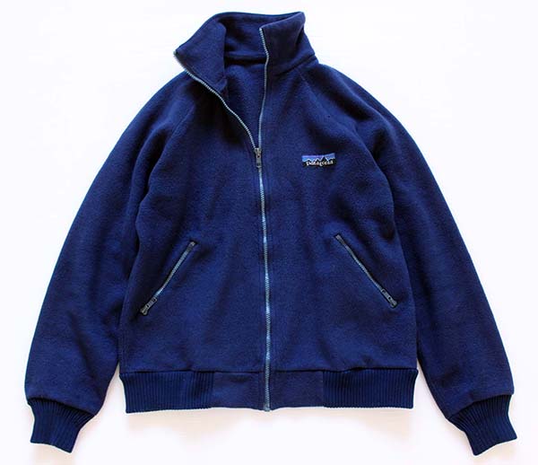 80s patagoniaパタゴニア デカタグ フルジップ フリースジャケット 紺