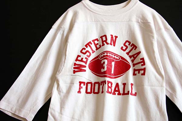 70s USA製 Championチャンピオン WESTERN STATE フットボールTシャツ