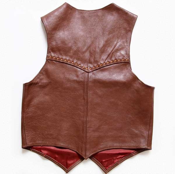 70s UNKNOWN クラフトレザーベスト 茶 - Sixpacjoe Web Shop