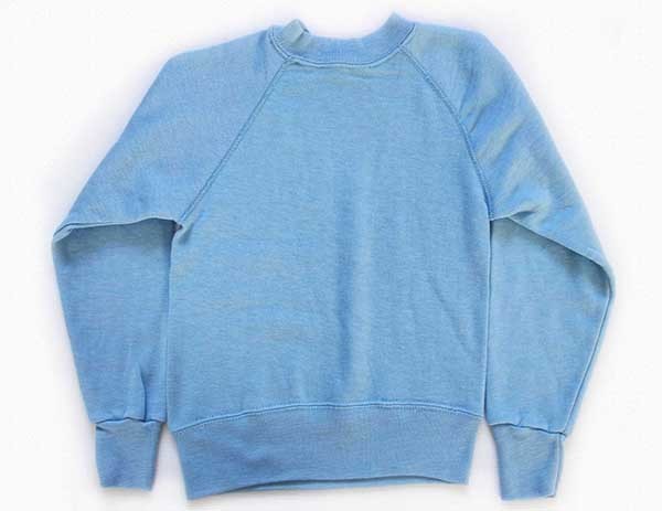70s USA製 Sportswear 染み込みプリント スウェット 水色 キッズS