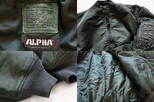 90s USA製 ALPHAアルファ MA-1 グランドクルー フライトジャケット XL