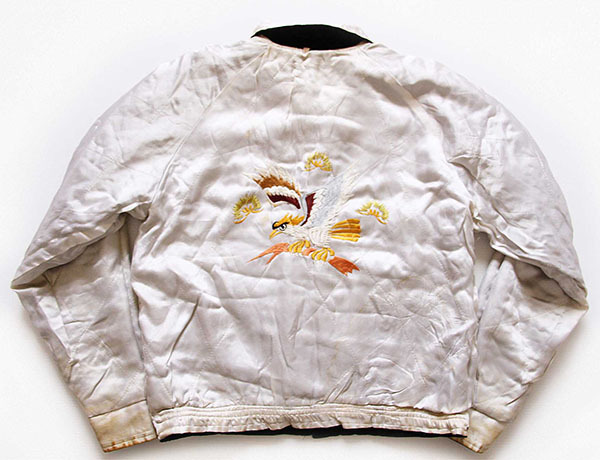 50s OKINAWA刺繍 中綿入り 別珍×サテン スカジャン L☆スーベニア