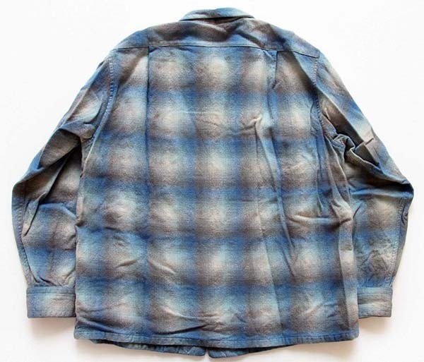 60s PENDLETONペンドルトン オンブレチェック オープンカラー ウール