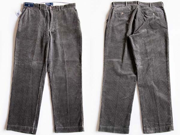 デッドストック☆ポロ ラルフローレン 太畝 コーデュロイパンツ グレー