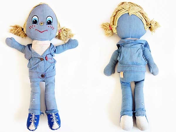 70s LEVI'Sリーバイス BIGE デニム ラグドール ボロ☆ぬいぐるみ