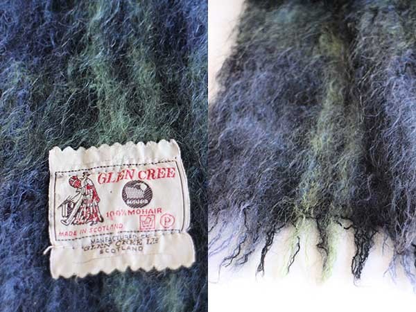 60s スコットランド製 GLEN CREE タータンチェック モヘヤ パイル