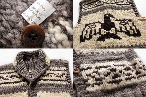 カナダ製 サンダーバード柄 ウール カウチンセーター ベスト