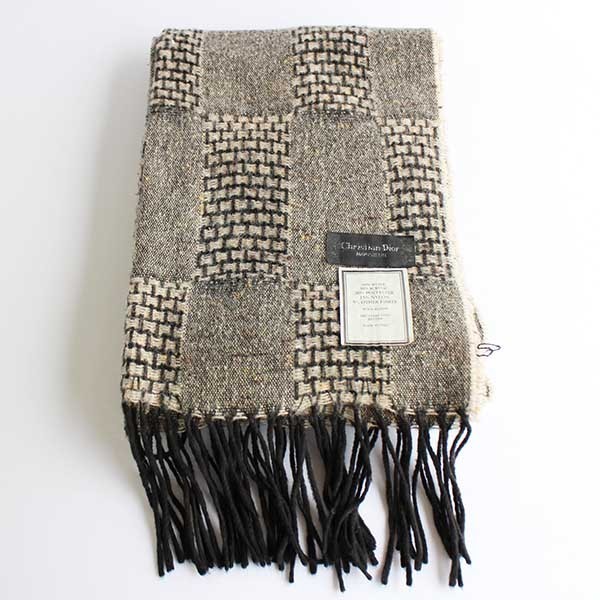イタリア製 Christian Dior ディオール 編み柄 切り替え ネップ入り
