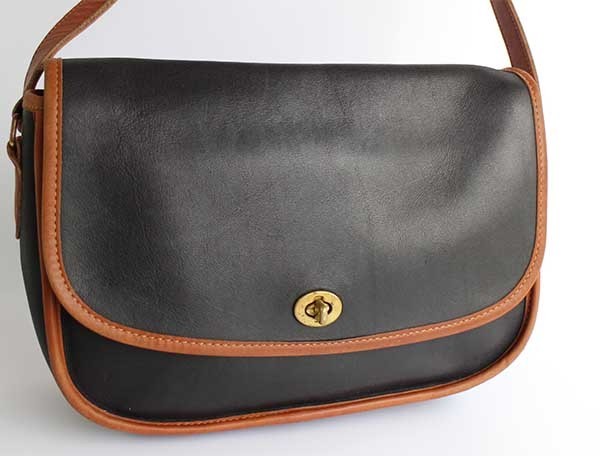 USA製 COACH オールド コーチ レザー ショルダーバッグ 黒×茶☆6115
