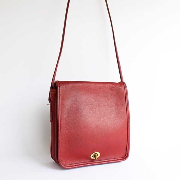 USA製 COACH オールド コーチ レザー ショルダーバッグ 赤☆9620