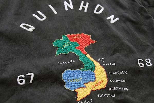 60s QUINHON タイガー ドラゴン刺繍 ベトジャン 黒 フェード