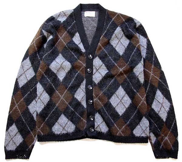 60s Truval アーガイル柄 アクリルニット カーディガン L - Sixpacjoe
