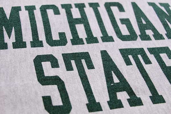 80s USA製 Championチャンピオン MICHIGAN STATE 染み込みプリント