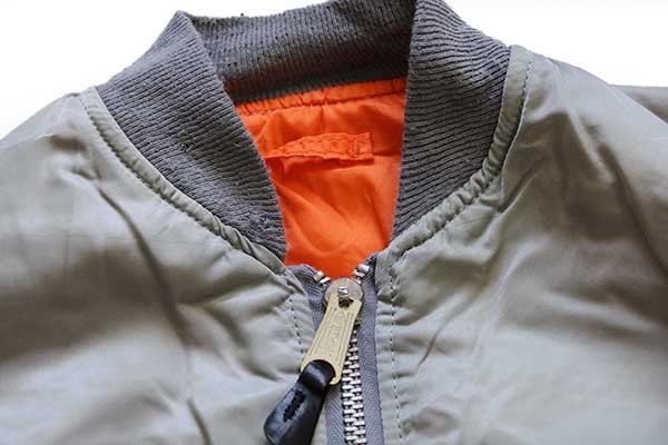 90s USA製 ALPHAアルファ MA-1 フライトジャケット シルバー S