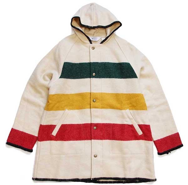 70s USA製 Woolrichウールリッチ マルチボーダー フーデッド ウール