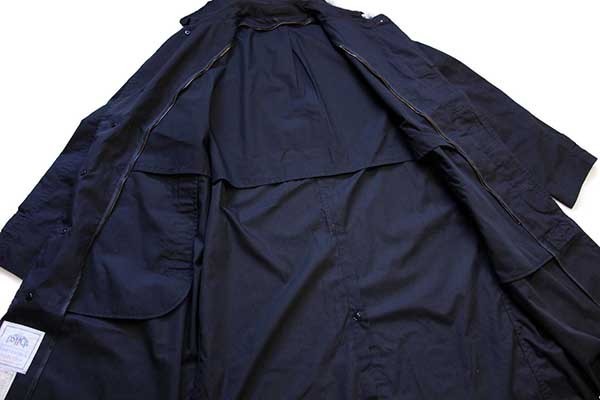 00s 米軍 U.S.NAVY オールウェザー ステンカラーコート 黒 44L☆レイン