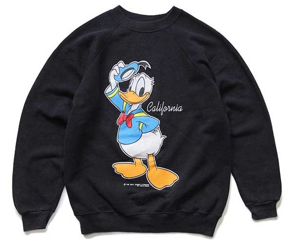90s Hanes DISNEYディズニー ドナルドダック スウェット 黒 M