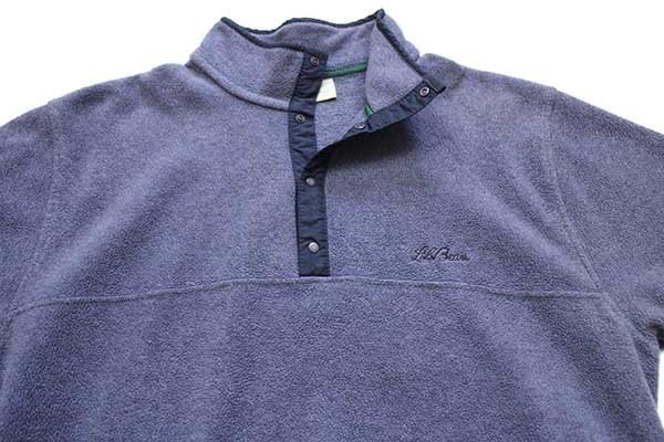 90s L.L.Bean 筆記体ロゴ刺繍 プルオーバー フリース ネイビーグレー