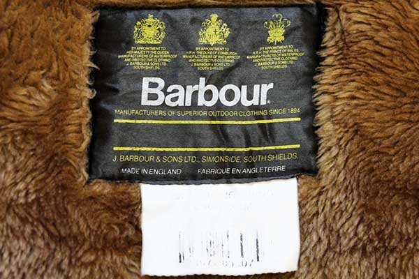 90s 英国製 Barbourバブアー A297 ピンズ付き パイルライナー ボア