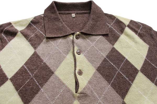 90s イタリア製 UNKNOWN アーガイル柄 ウール×ナイロンニット