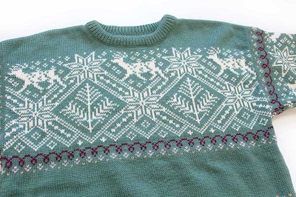 90s ノルウェー製 DALE OF NORWAY 雪柄 鹿柄 ノルディック柄 ウール