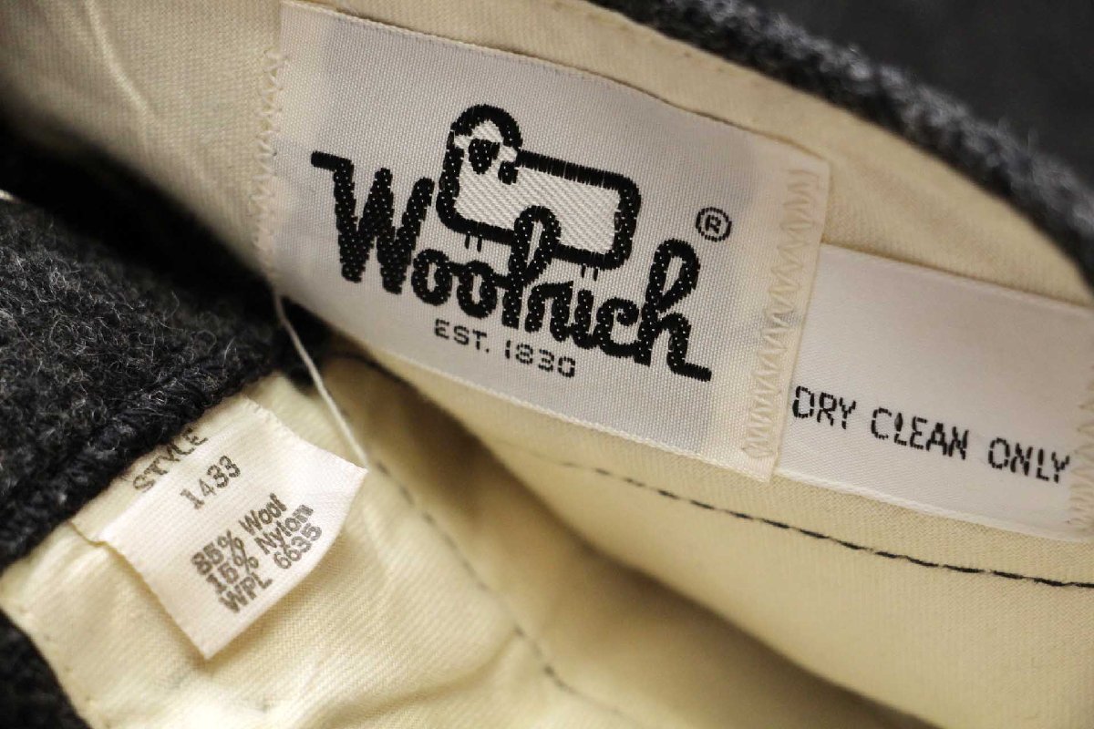 70s Woolrichウールリッチ ツイード ウールパンツ チャコールグレー