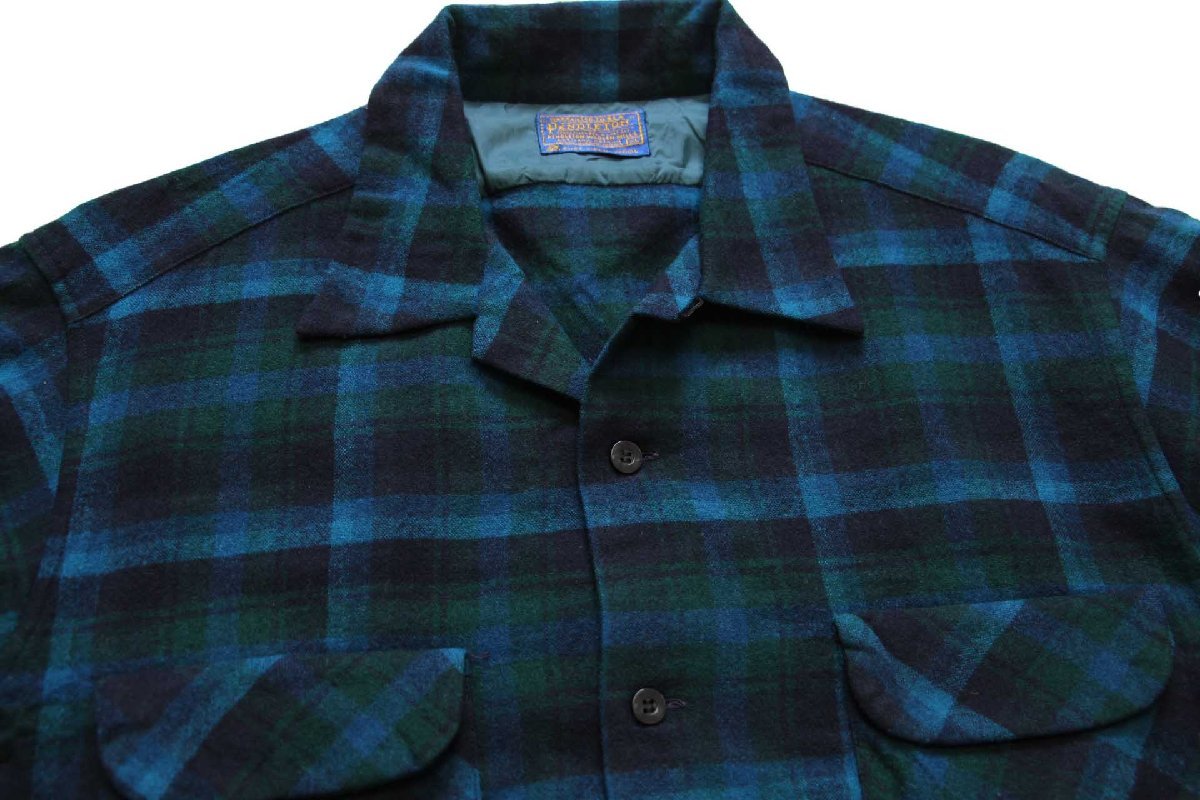60s PENDLETONペンドルトン オンブレチェック オープンカラー ウール