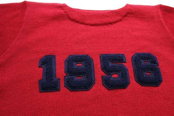 50s SNOWDEN-MIZE パッチ付き ボートネック ウールニット レタード