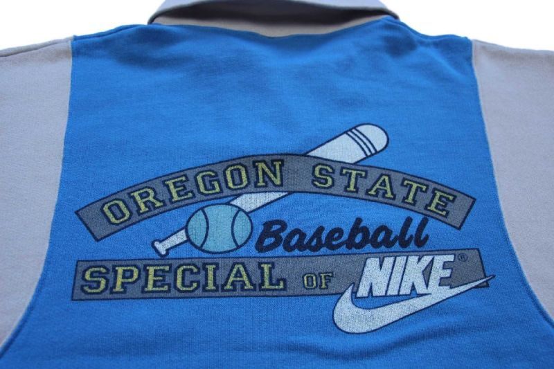 80s イタリア製 NIKEナイキ OREGON STATE Baseball ツートン 襟付き