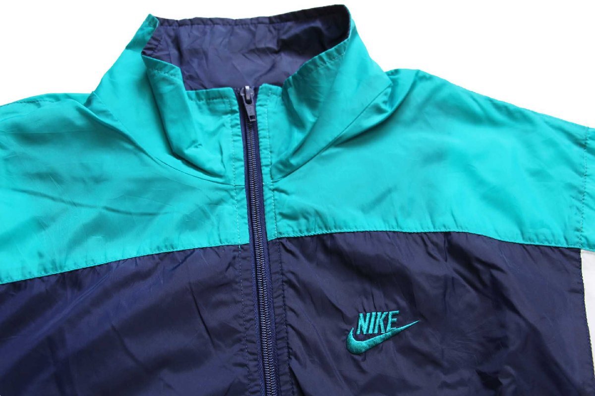 90s NIKEナイキ ロゴ刺繍 マルチカラー 切り替え ナイロンジャケット M