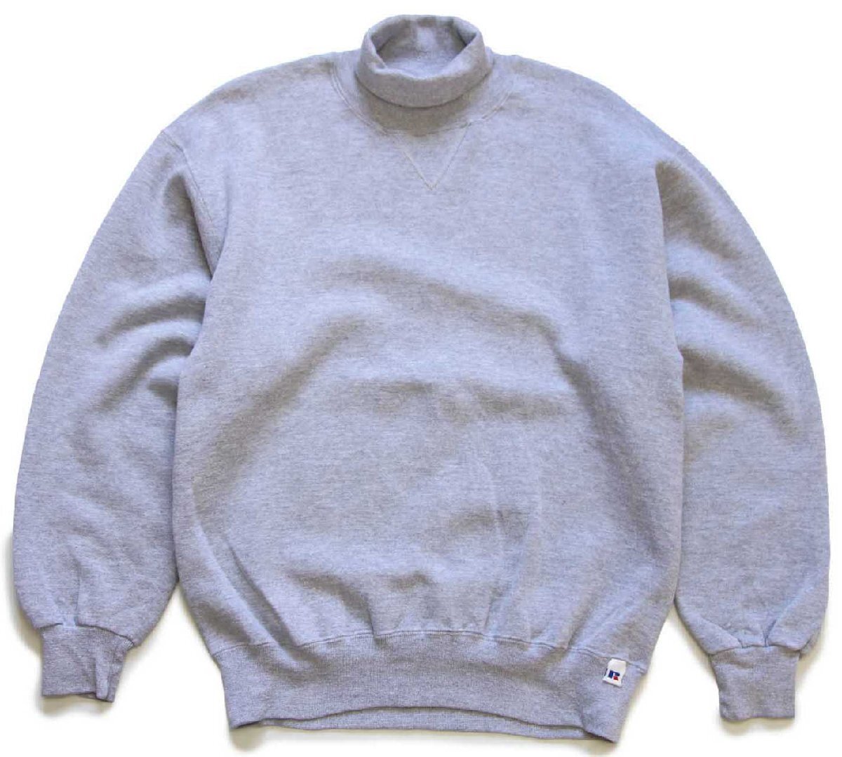 90s USA製 RUSSELLラッセル 無地 タートルネック 前V スウェット 杢