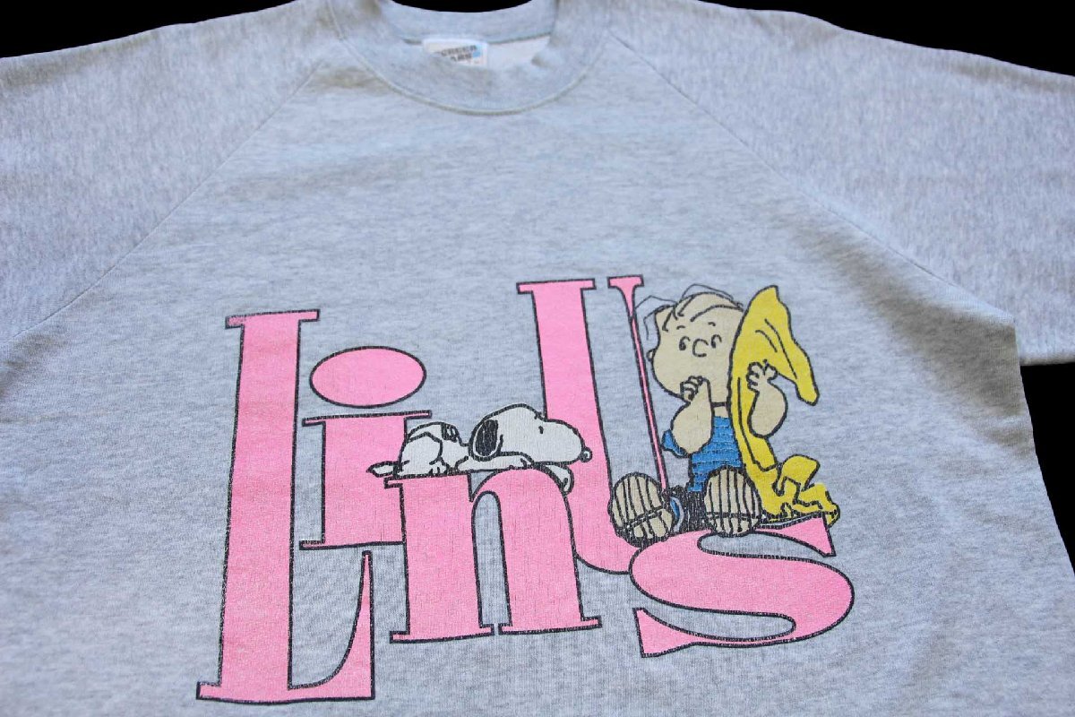 80s アイルランド製 Linus ライナス スヌーピー スウェット 杢グレー M