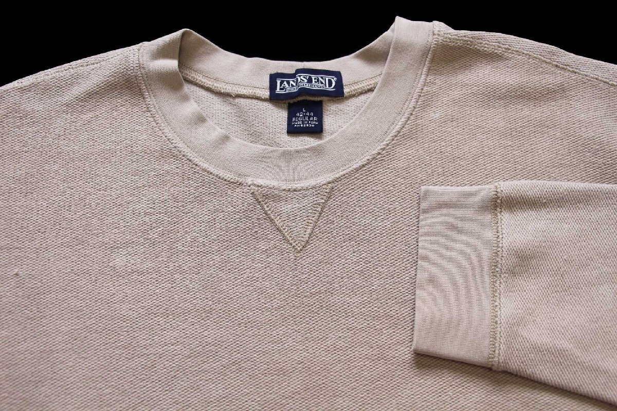 00s LANDS'ENDランズエンド 無地 前V ストレッチ 鹿の子 スウェット