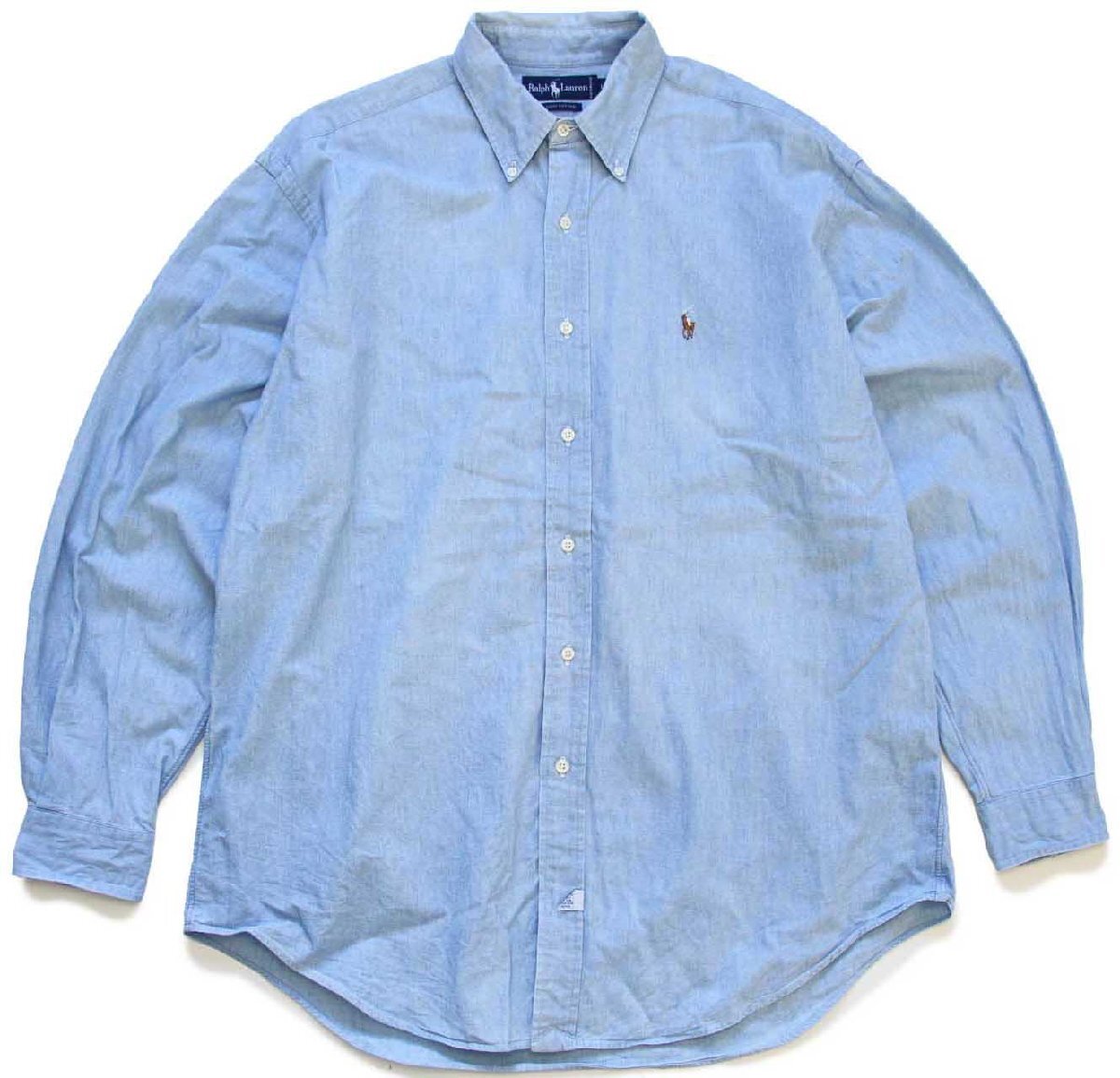 90s ラルフローレン ワンポイント ボタンダウン コットン シャンブレー