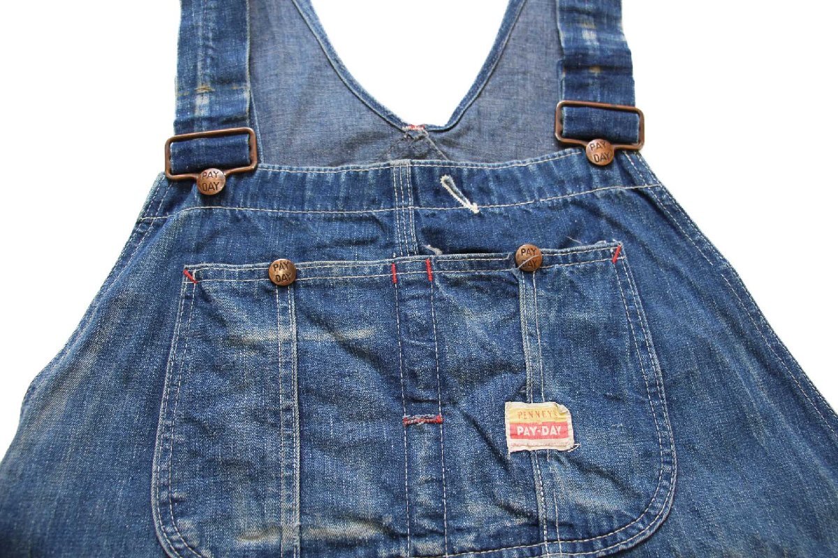 50s USA製 PENNEY'S PAYDAY ダメージ リペア インディゴ デニム