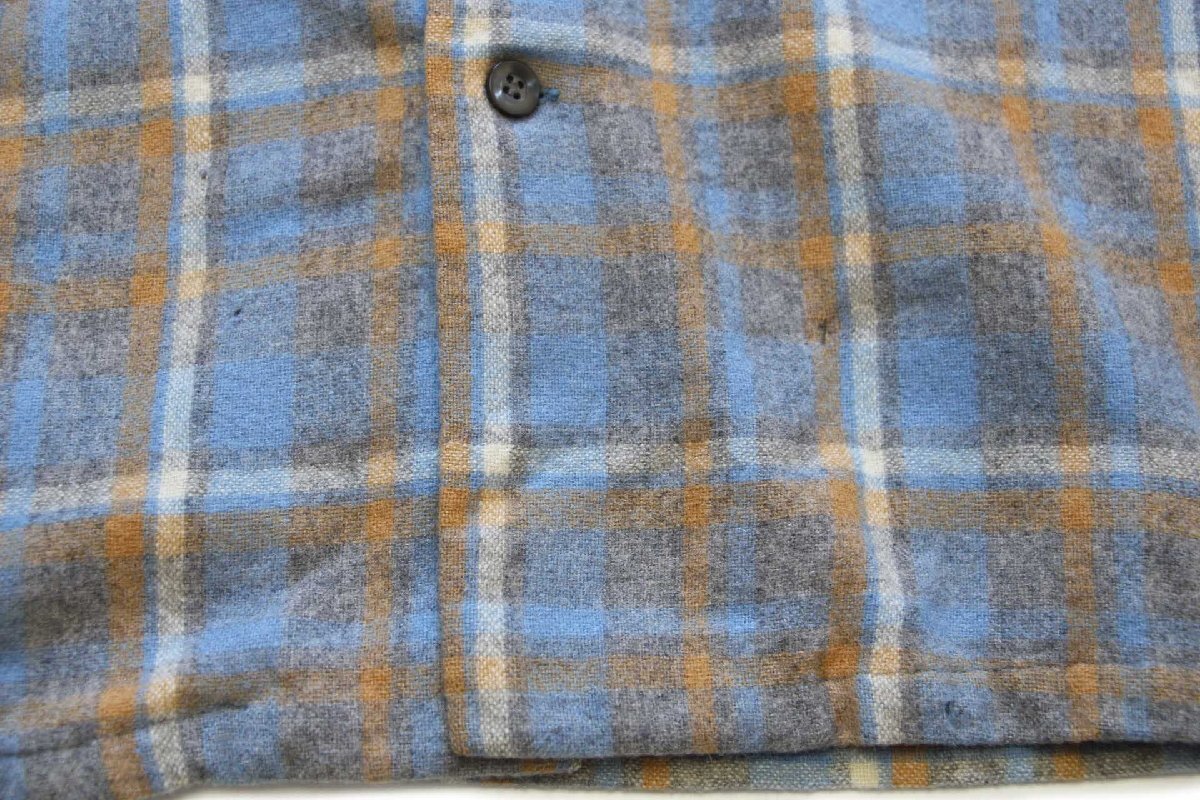 70s USA製 PENDLETONペンドルトン チェック オープンカラー ウール