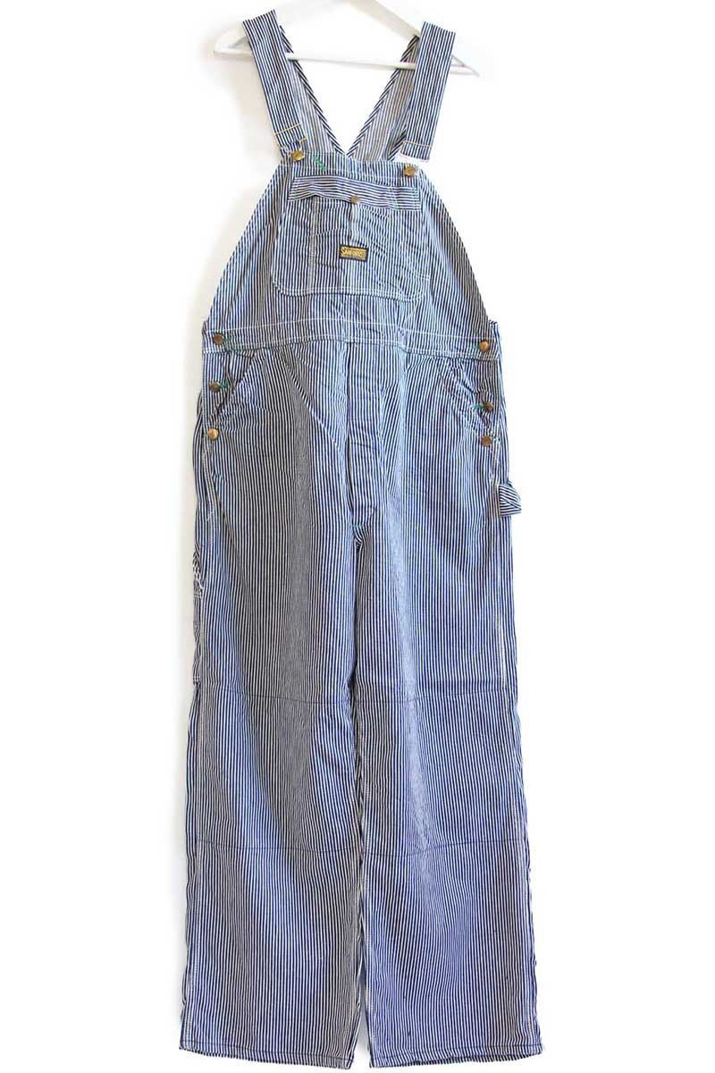 70s USA製 SANFORIZED ヒッコリー ストライプ オーバーオール w41