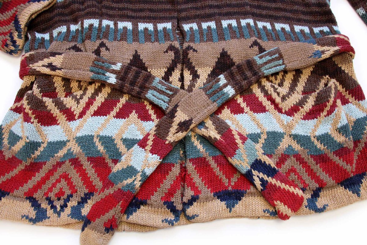 LAUREN ラルフローレン ネイティブ柄 ショールカラー コットン×リネン