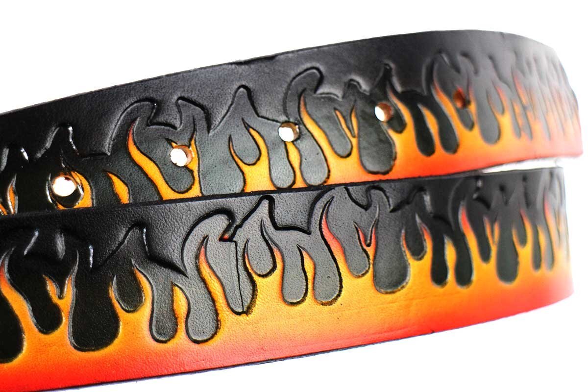 新品☆USA製 BRACKNEY LEATHER WORKS フレイムス 型押し ペイント