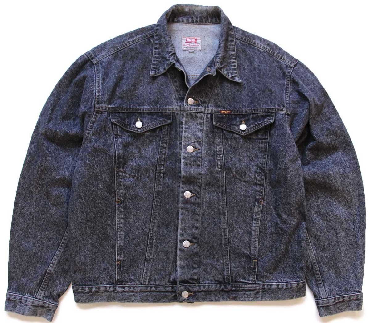 90s イタリア製 RIFLE 先染め ブラック デニムジャケット 4ポケット