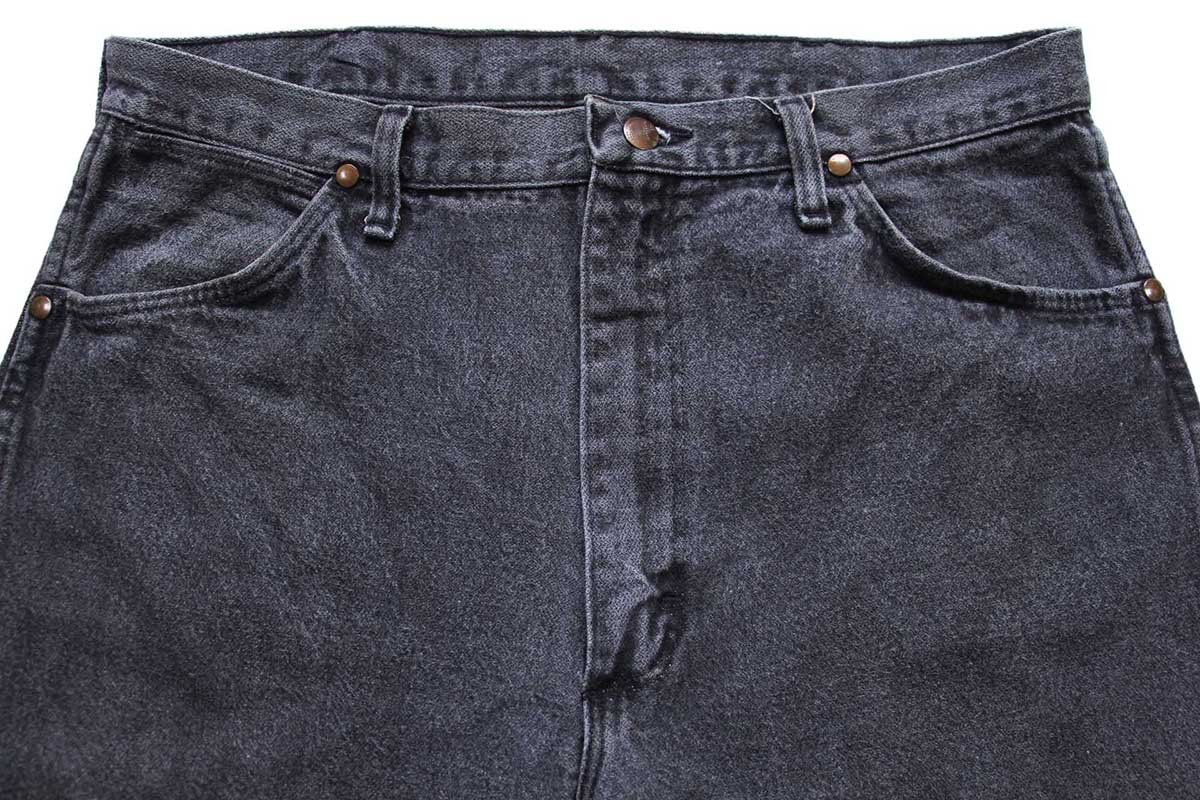 80s USA製 Wranglerラングラー 13MWZPB 先染め ブラック デニムパンツ
