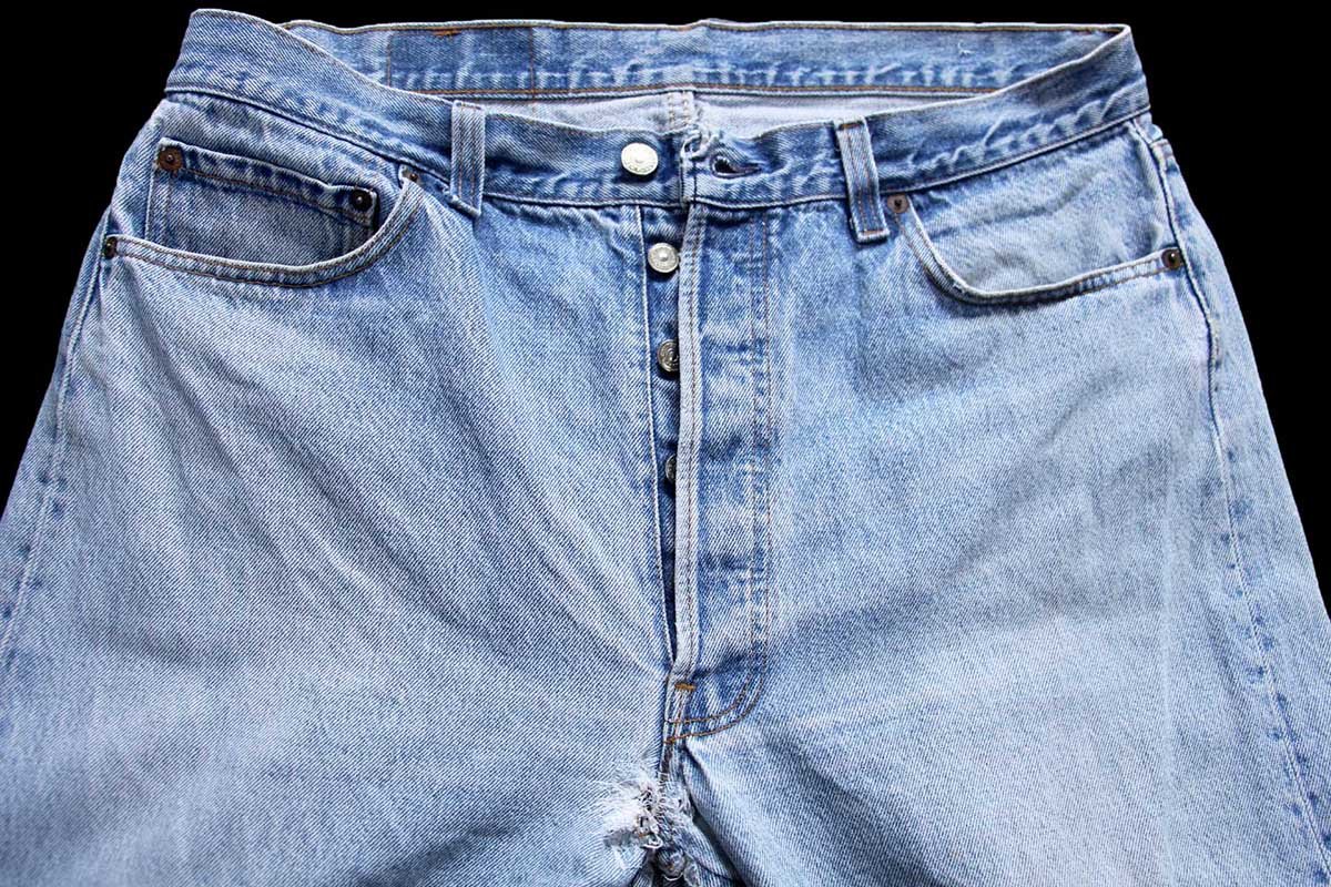 80s USA製 Levi'sリーバイス 501 リペア デニムパンツ ボロ W38☆195
