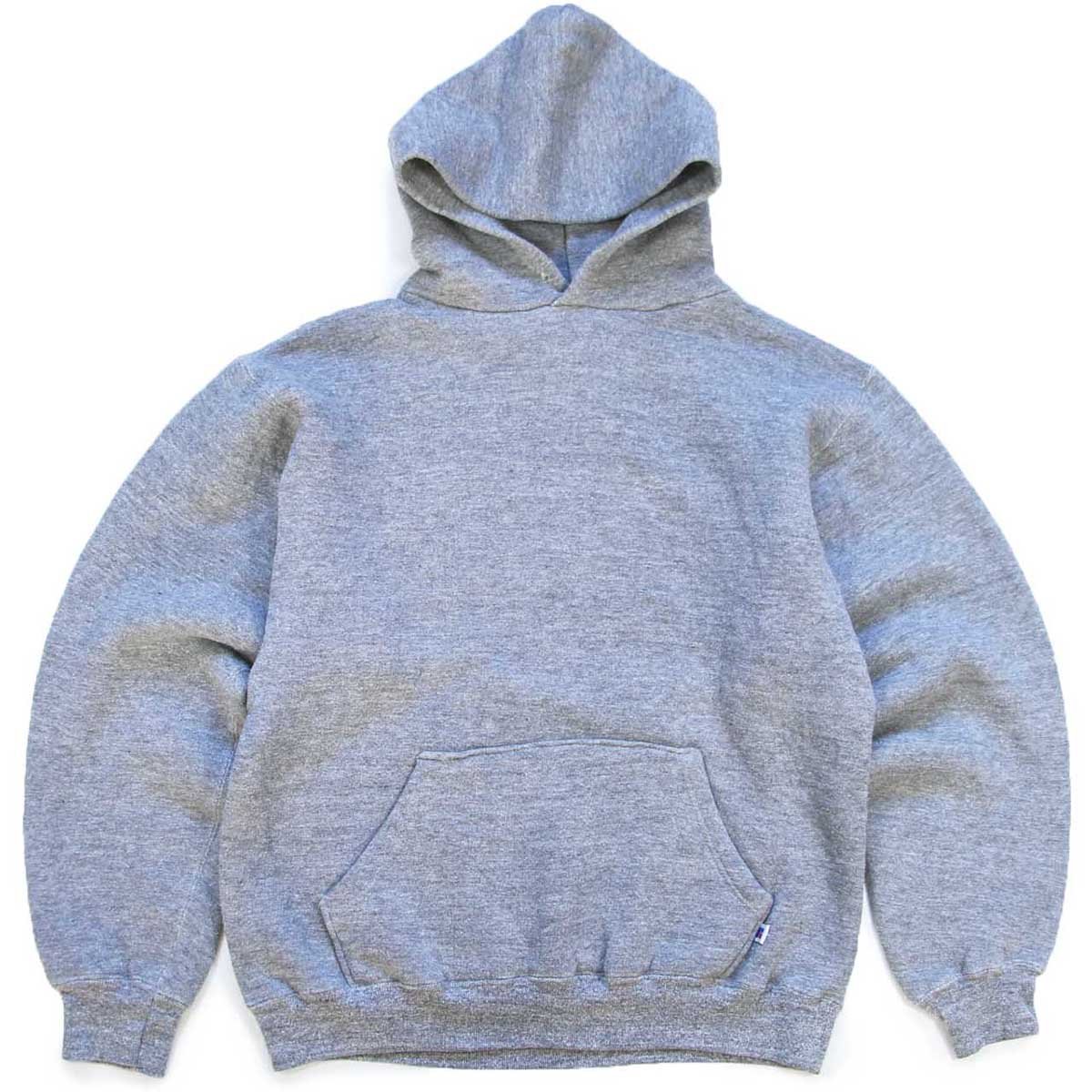 80s USA製 RUSSELLラッセル 無地 スウェットパーカー 杢グレー M