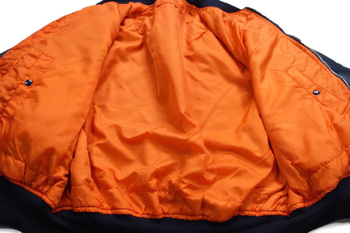 90s USA製 ALPHAアルファ パッチ付き MA-1 フライトジャケット 紺 XXL