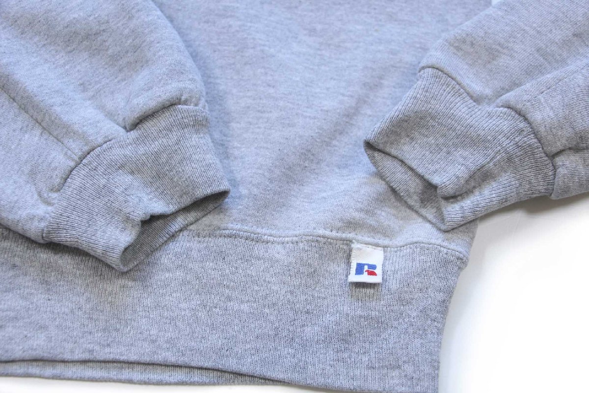 90s USA製 RUSSELLラッセル 無地 前V スウェット 杢グレー L☆ブランク