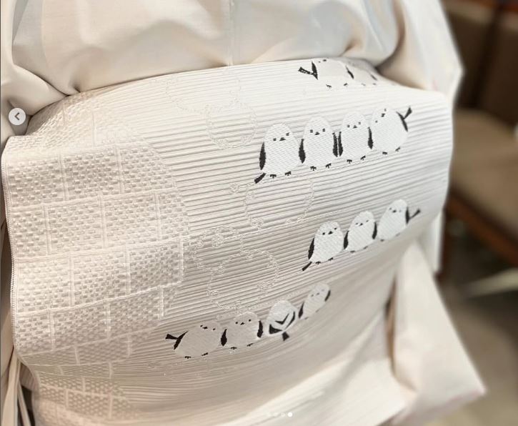 八寸名古屋帯：【島屋オリジナル】シマエナガ